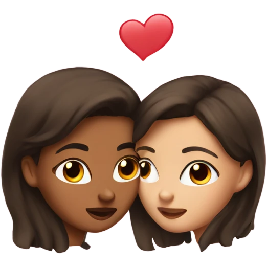 Two brunette girls kissing emoji