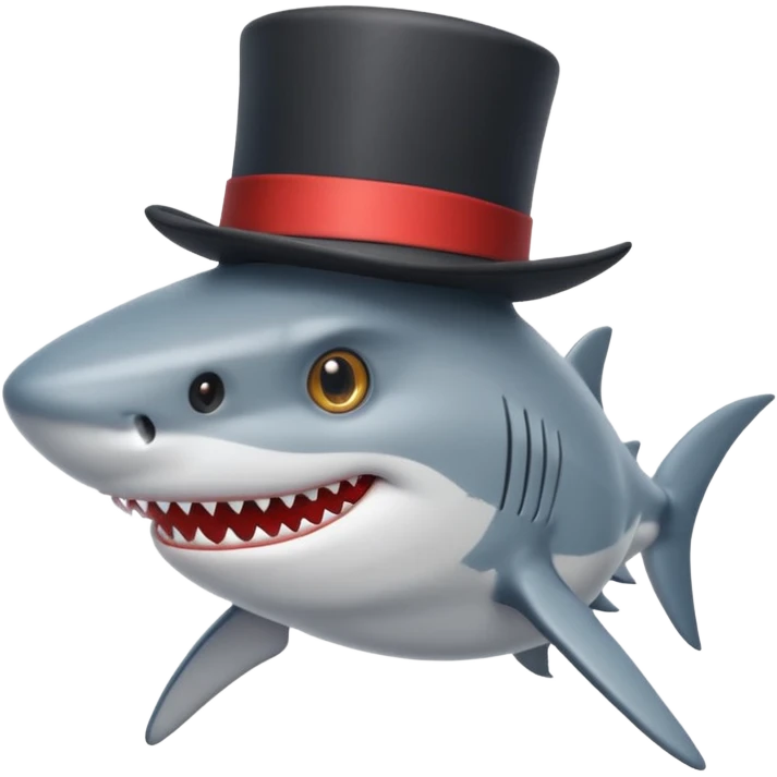 Shark with a top hat emoji
