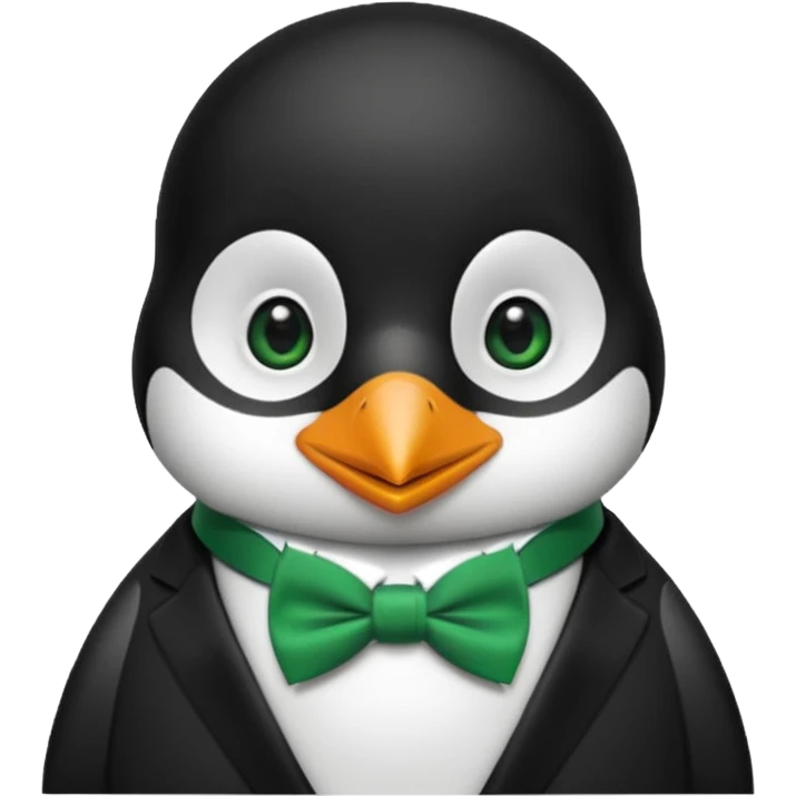 penguin with bow green tie  emoji