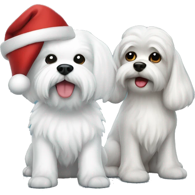  white maltese dog and Santa Claus  emoji