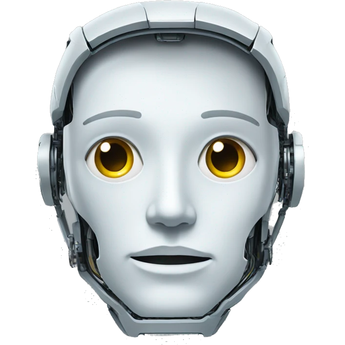half of a human face is half of a robot, a clear separation of the face into two parts of a robot and a human emoji