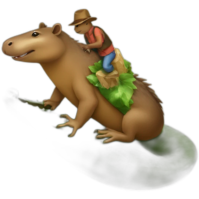 Capibara riding a crocodile  emoji