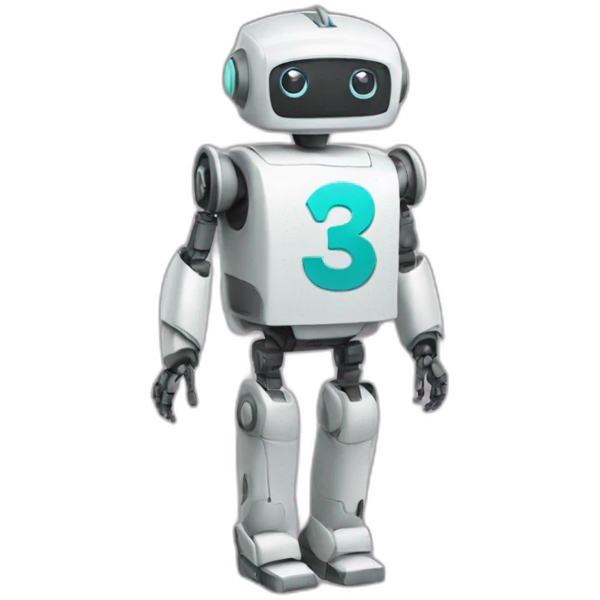 robot with a blouse with the number 3 written on it emoji