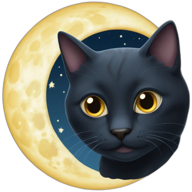 Un gato negro lirando la luna emoji