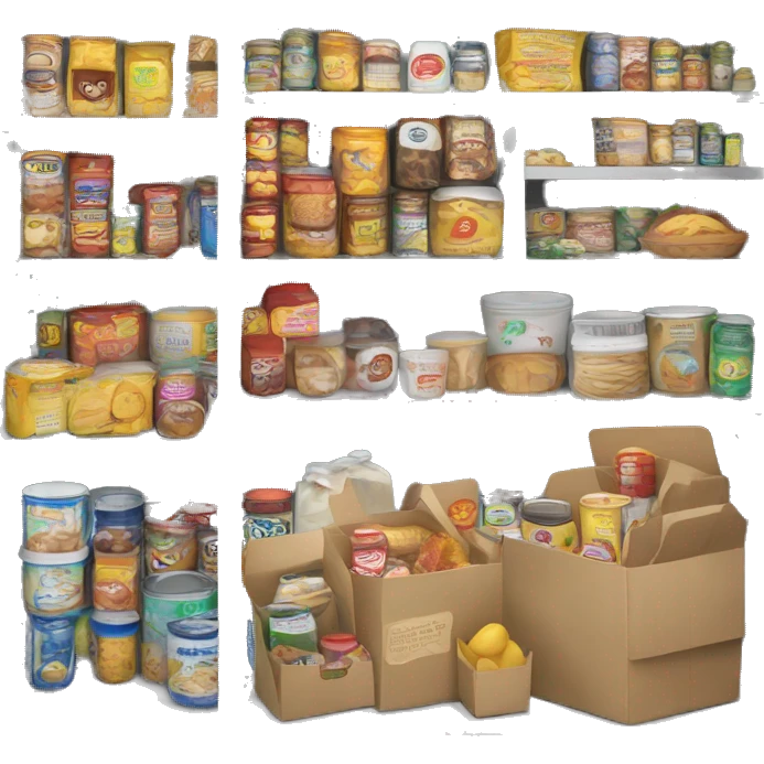 food pantry with processed food  emoji