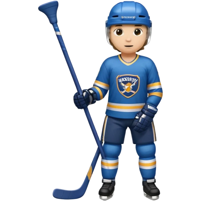 Hockey player with stick, full body emoji
