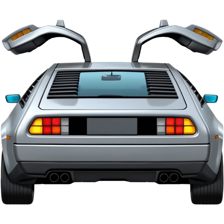 Silver DMC 12 Delorean rear backview emoji