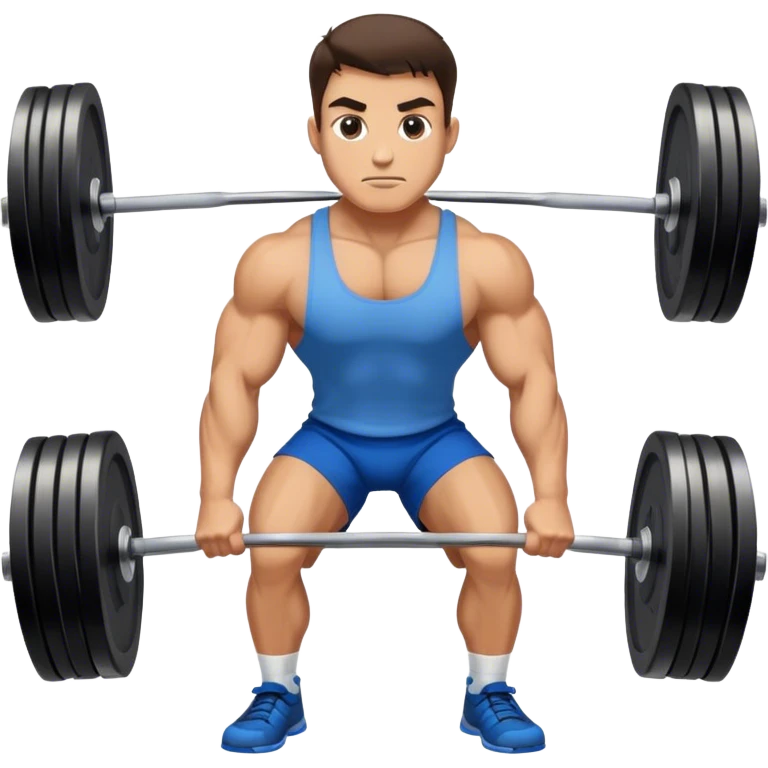brunette buff man with blue shorts deadlift emoji