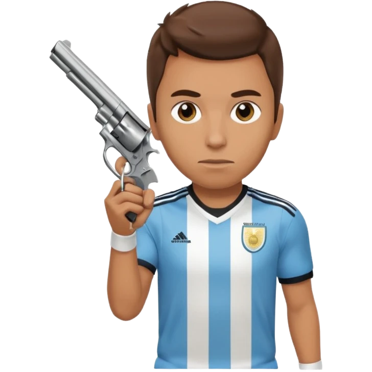 haz un turro con una biszera para atras y con un arma remera argentina pero arma de fuego que tenga un revolver  solo emoji