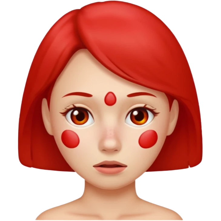 woman with red acne face emoji