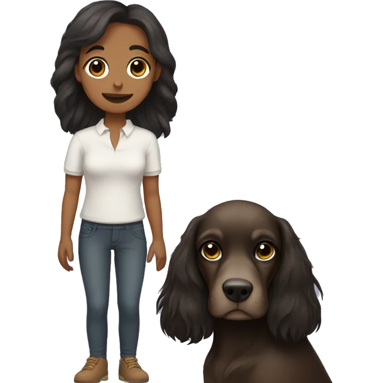 spaniel and a girl with dark straight shoulder length hair emoji