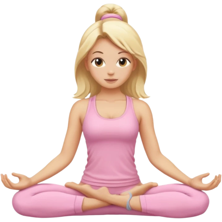 blonde yoga girl light pink clothes n emoji
