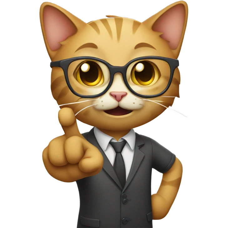 nerdy cat lifting index finger  emoji