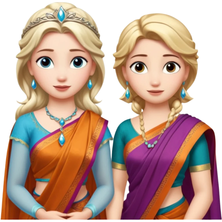Elsa and Anna Arendelle meets with goddess BharatMata emoji