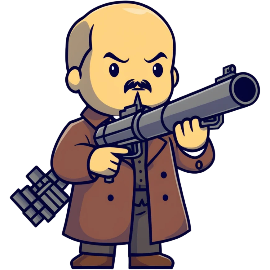 Vladimir Lenin wielding a minigun emoji