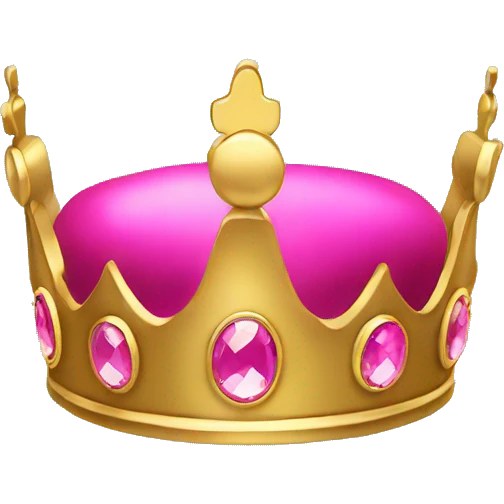 Simple gold queen crown with pink jewels emoji