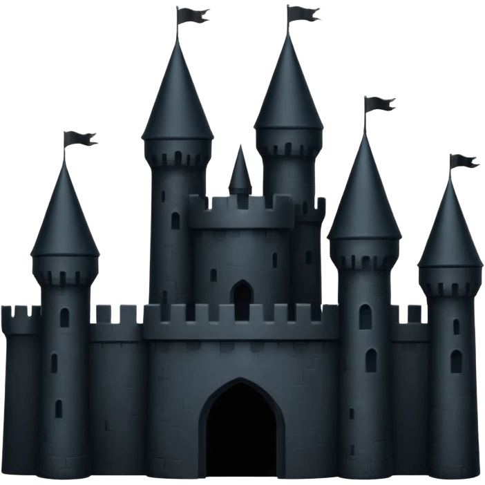 iOS emoji, minimal dark fantasy, black castle silhouette, flat emoji
