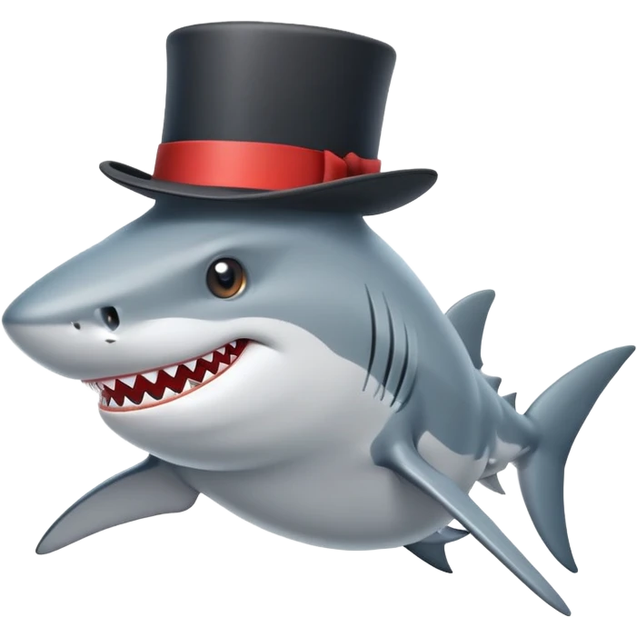 Shark with a top hat emoji