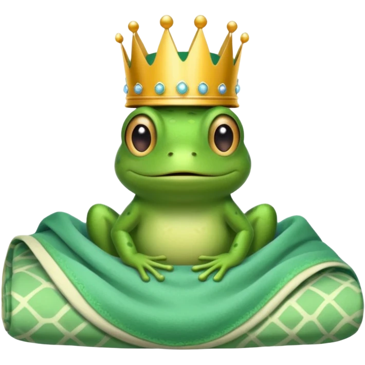 Frog with crown in bed emoji
