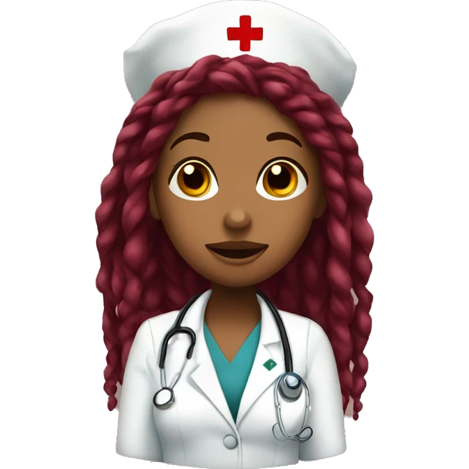 Brown skin girl  nurse with  burgundy dreadlocks blowing kisses emoji
