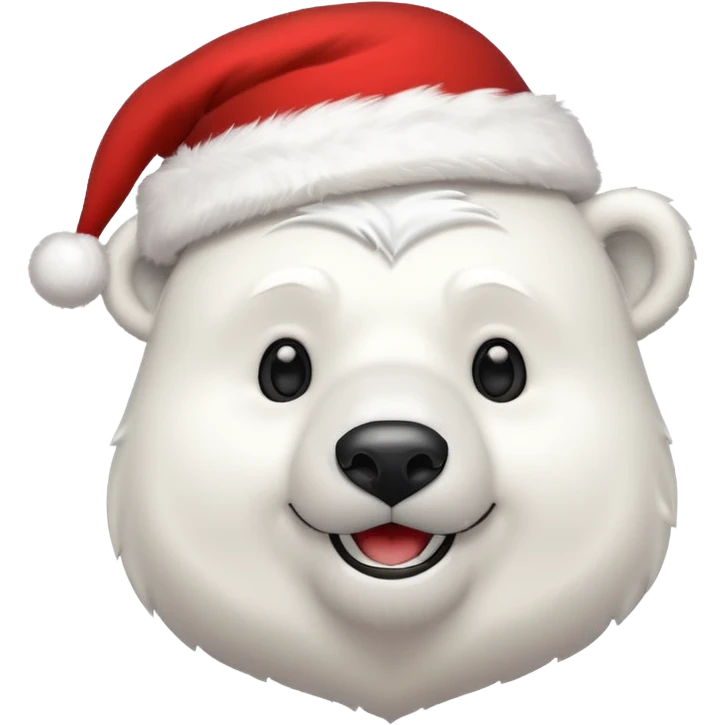 full polar bear with christmas hat on emoji