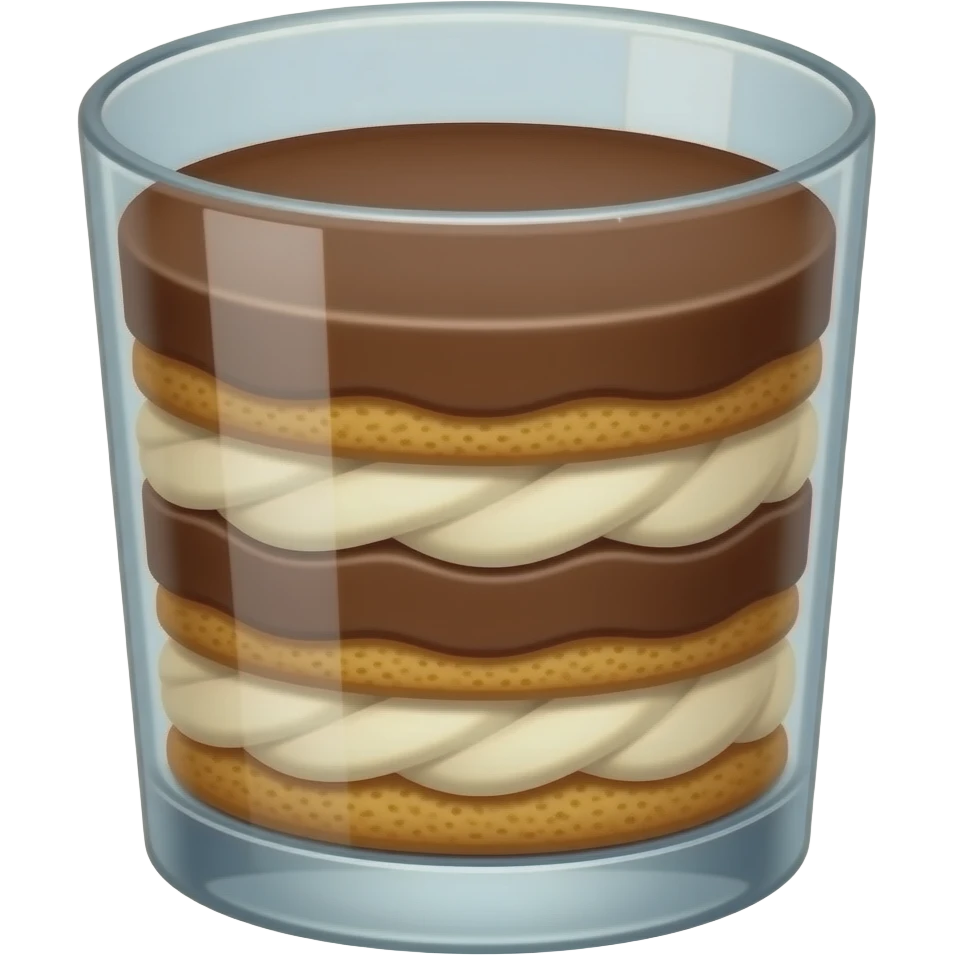 realistic -- serradurra dessert in a parfait glass -- layered appearance alternating between whipped cream and crumbled Marie biscuit emoji