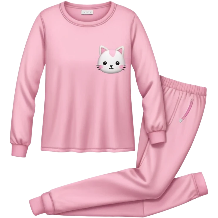  pink ozy two-piece pajama set with a soft fabric texture, long-sleeve top and pants, cute and comfy design, folded or on a hanger, pastel tones, realistic style, isolated on transp emoji