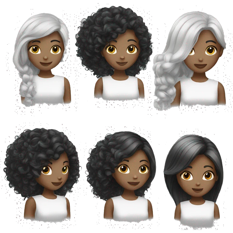 black and white hair girl emoji