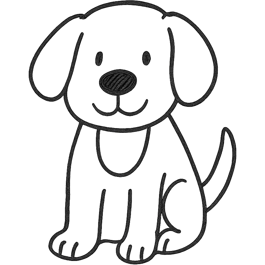 brown and white cartoon dog hand drawn outlined icon emoji