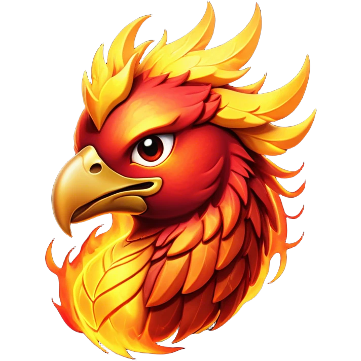 Cinematic Battle-Hardened Mystical Fire Phoenix Portrait Emoji, head tilted dramatically with a defiant, almost mocking smirk. Featuring a striking, rugged form with intensely scarred, flame-scorched feathers and eyes that burn with warrior-like fury, this phoenix embodies unapologetic badassery. Rendered with vibrant, lifelike textures and dynamic, contrasting shadows, high shine, and a bold soft glowing outline, it captures the essence of a phoenix ready to rise and scorch any challenge with battle-hardened might. emoji