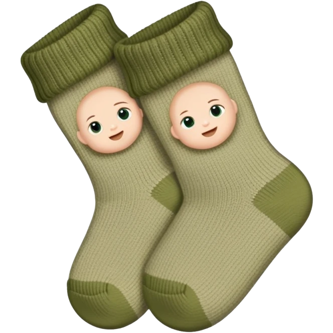 newborn baby socks khaki green  emoji