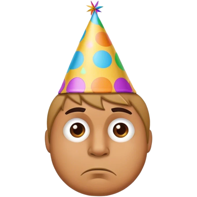Man frowning, wearing Party hat ￼ emoji