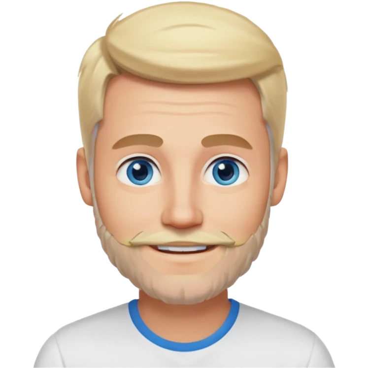 smiling blonde man, age 35, blue eyes, light beard emoji