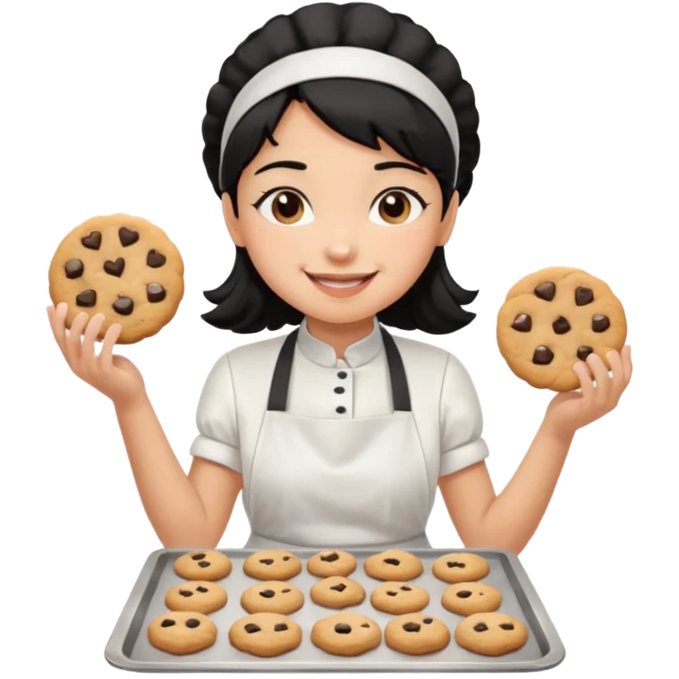 black hair light brown skinned girl making cookies emoji