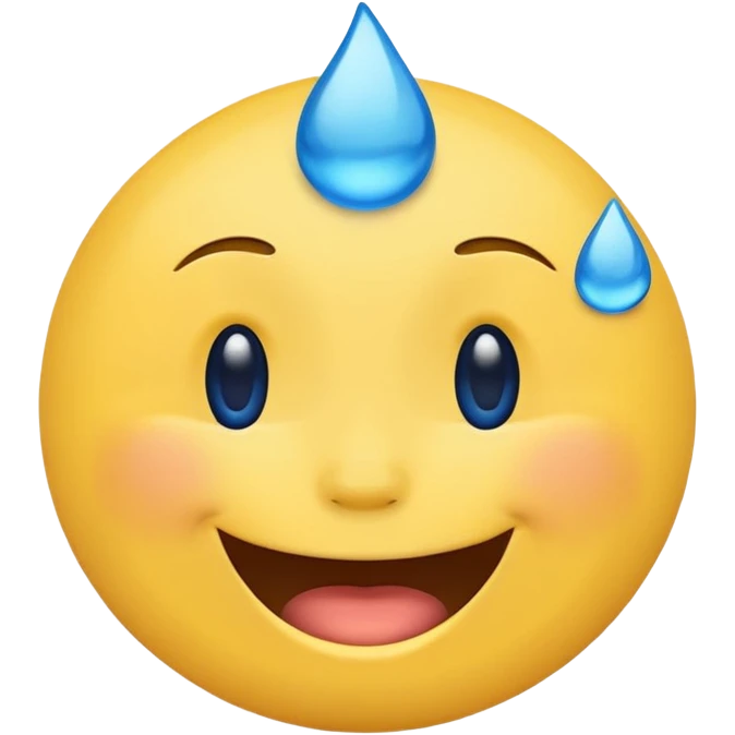 Emoji, yellow round laughing face, blue tears of joy on it  emoji