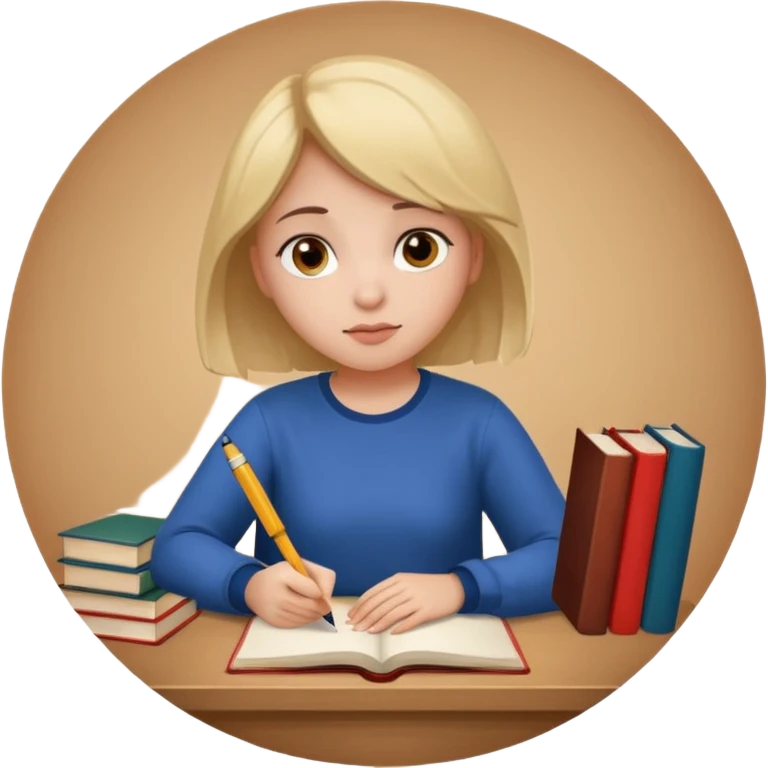 студентка учится и задумывается получится ли у нее, а наверху пустый круг с вопросом emoji