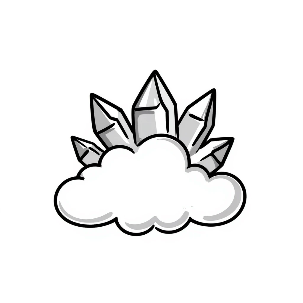 fluffy cloud with crystal formations growing from it emoji