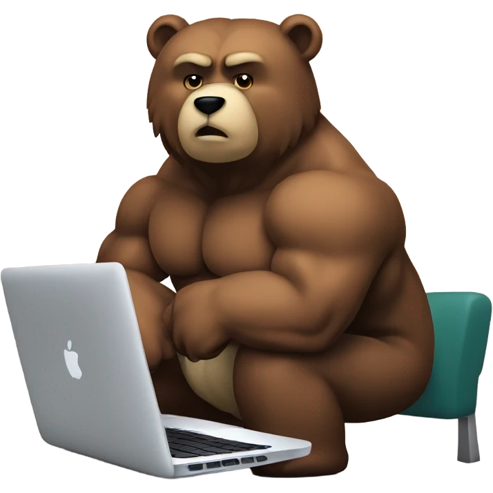 muscle bear with macbook emoji