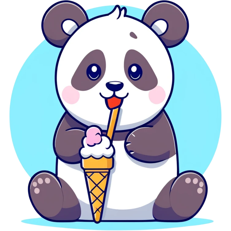 Panda eating ice cream emoji