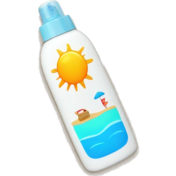 A Sunscreen bottle with a beach picture on the front emoji