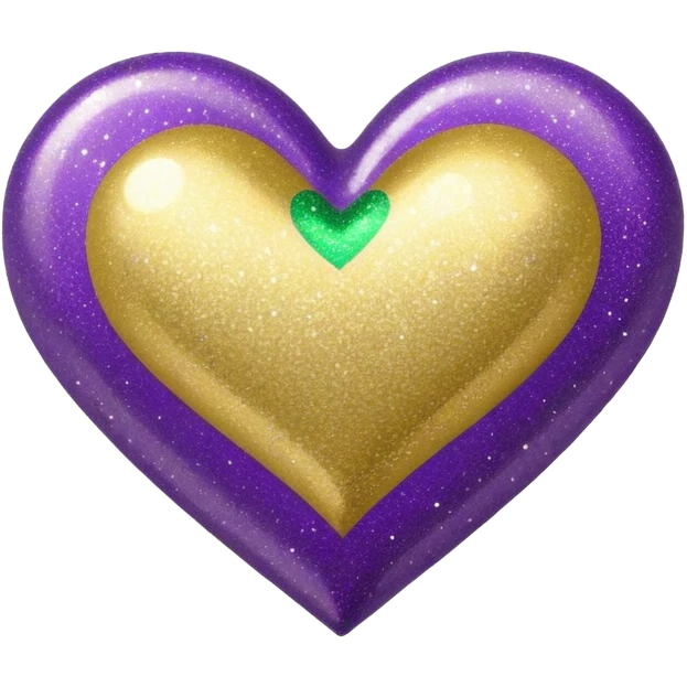 Gold, purple and green glitter heart  emoji