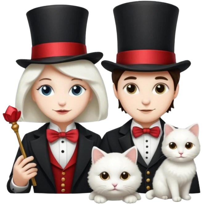 magician couple and their pet cat emoji