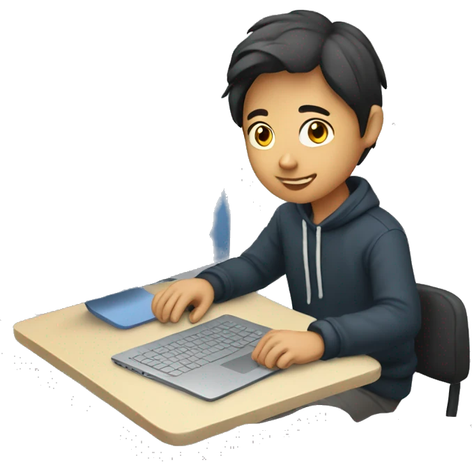 asian student working on laptop emoji