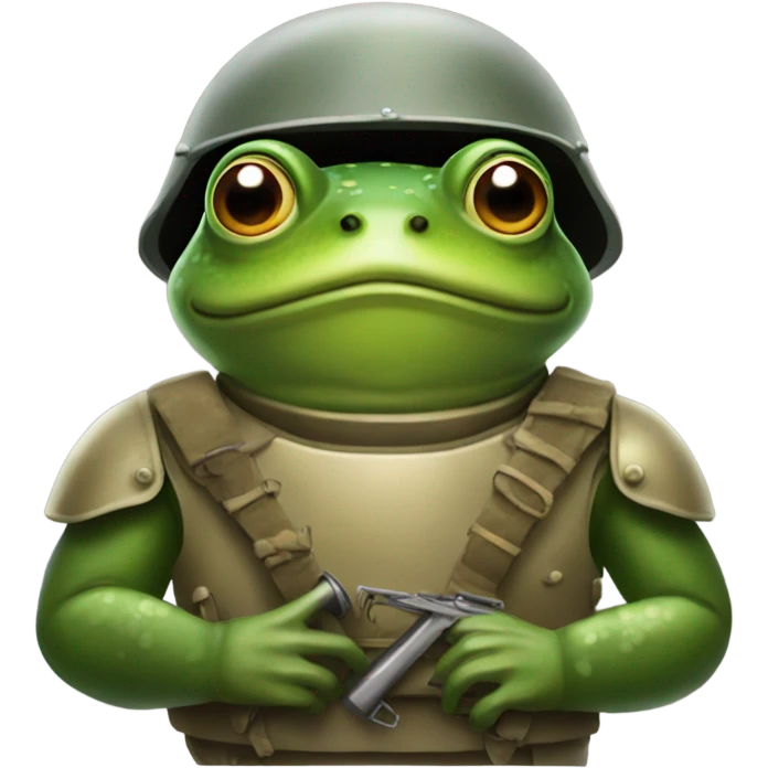 A frog with WW2 armor emoji