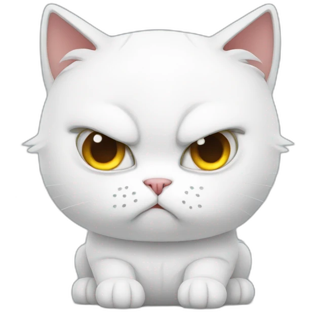 Fullbody White cat angry emoji