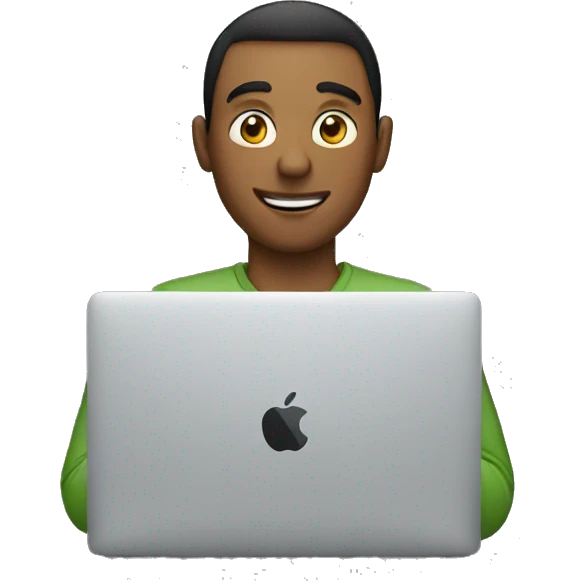 a guy working behind a macbook emoji