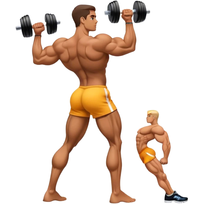 side-view bodybuilder dumbbell lunges emoji