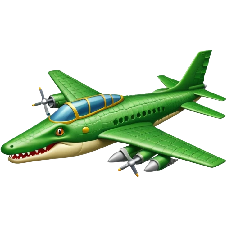 Un avión de guerra con cabeza de cocodrilo emoji