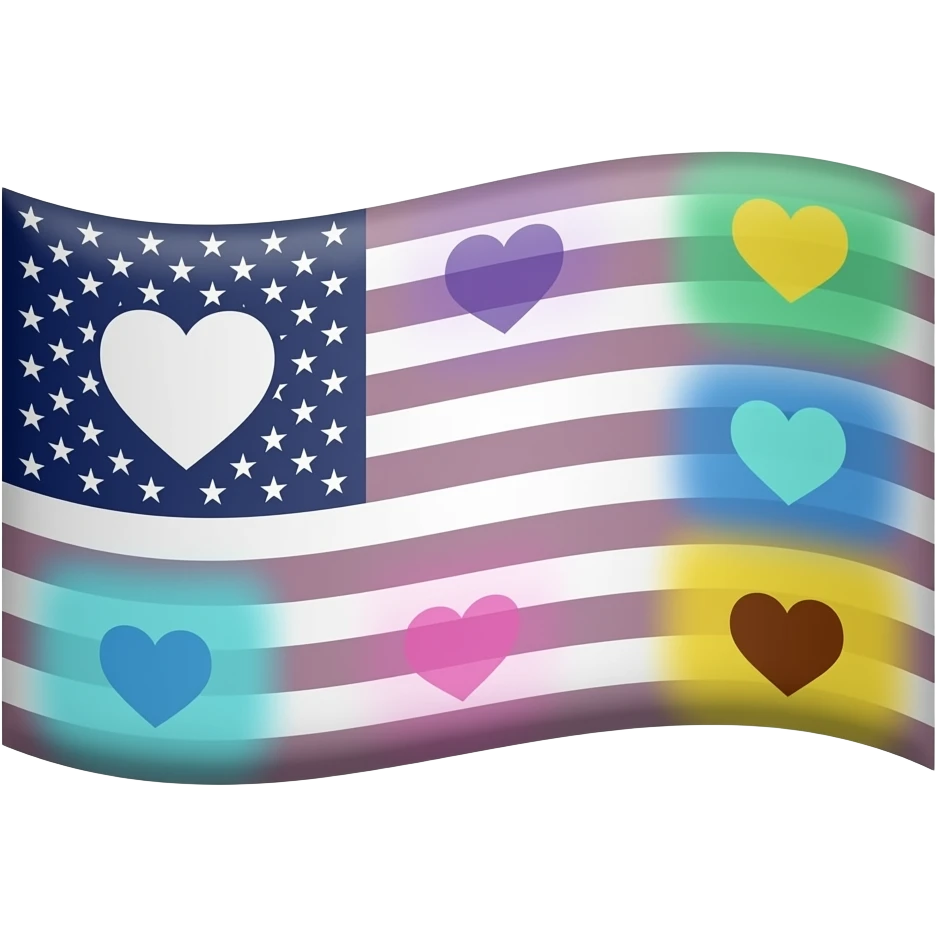Progress flag heart red, orange, yellow, green, blue, violet, white, pink, light blue, brown and black emoji