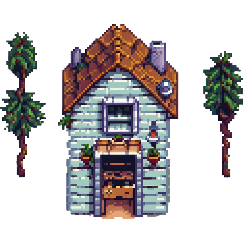 a modern home in pixel art style emoji